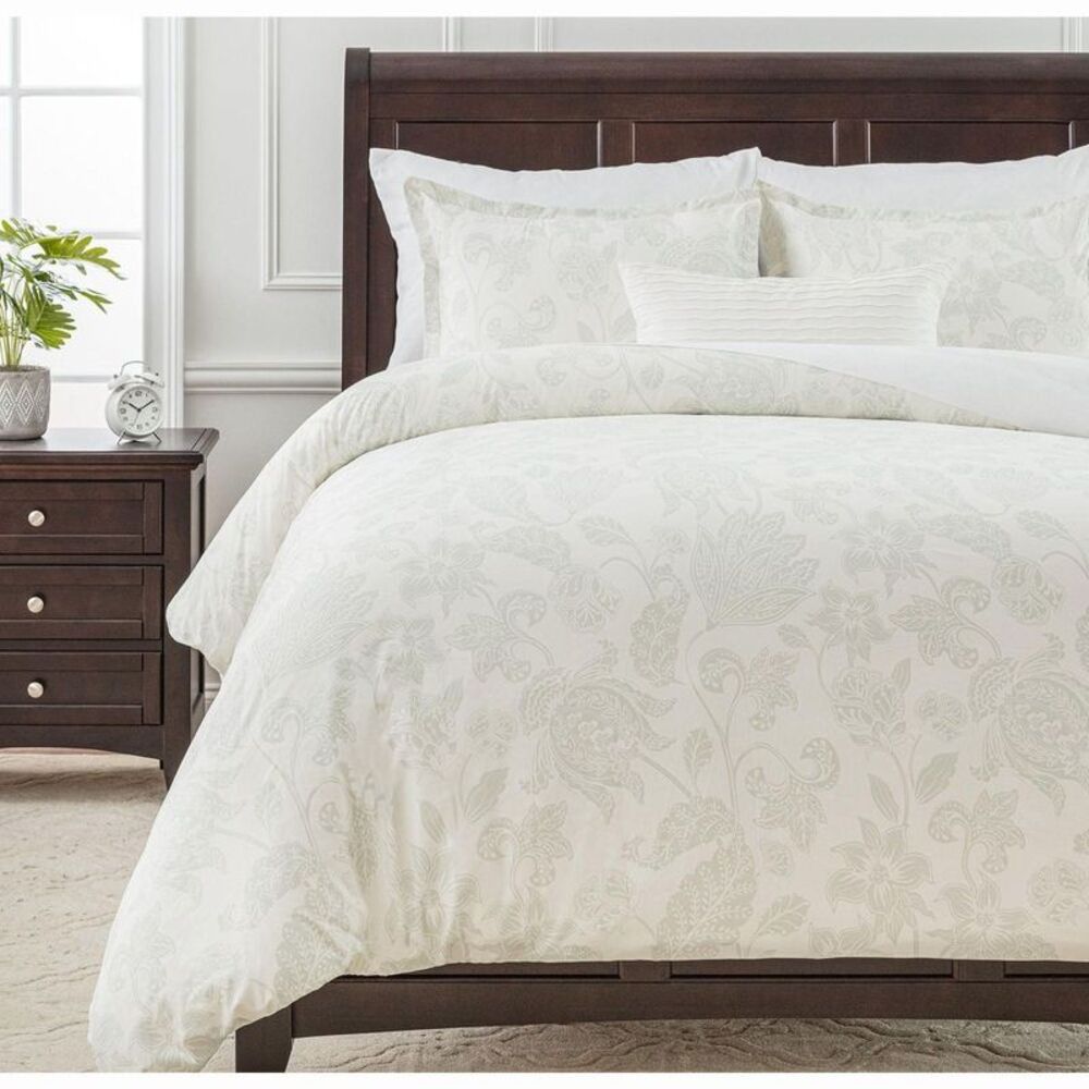 Chanasya Paisley Sage Microfiber Duvet Cover Set - 3-Piece Set Queen Size